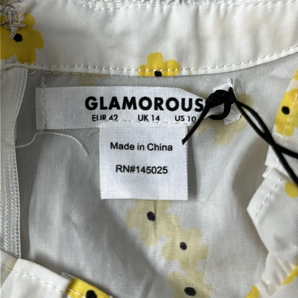 ASOS GLAMOROUS White & Yellow Floral Long Sleeve Romper NWT